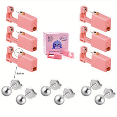 6PCS Pink Ear Piercing Kit Disposable Self Ear Piercing Gun Kit