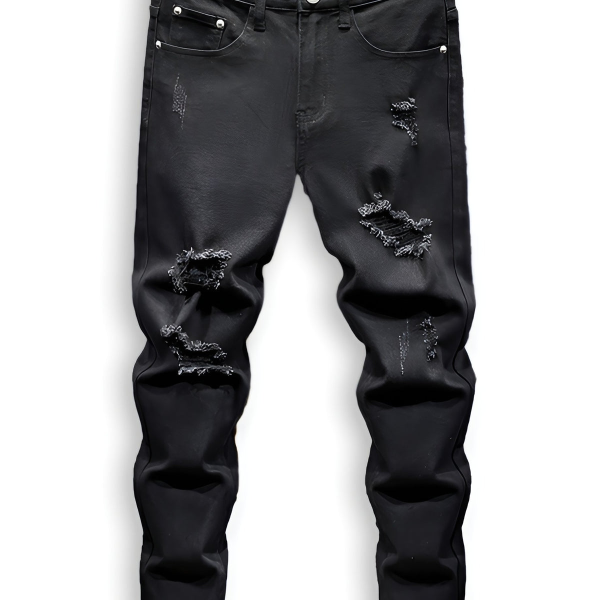 Ripped Jeans Men Casual Street Style Distressed Stretch Denim Pants