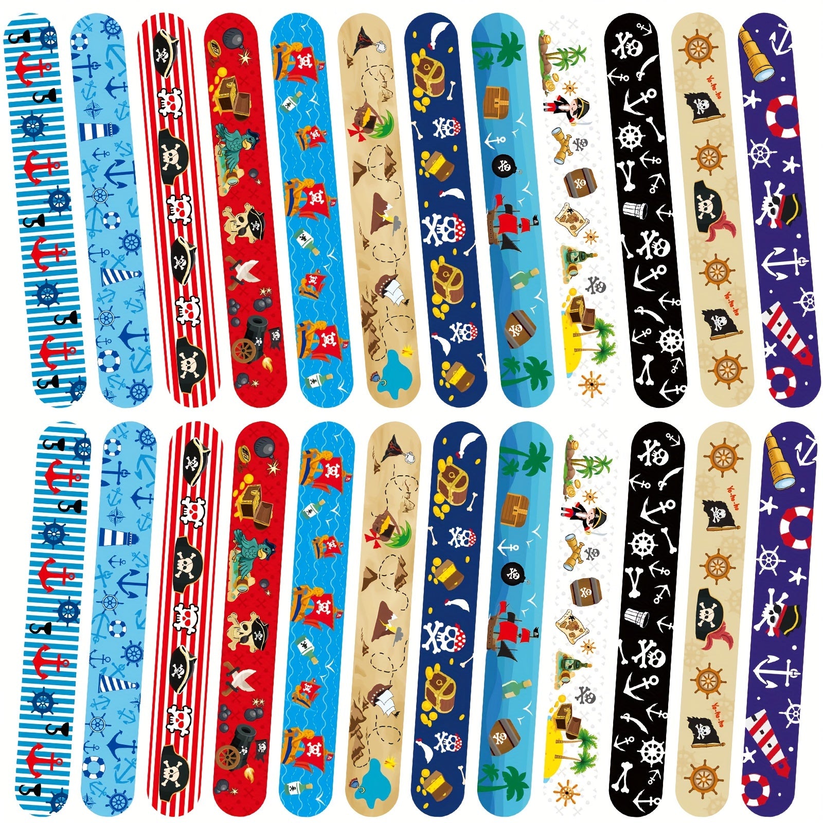 Pirate Slap Bracelets 24 Pack - Fun Party Favors for Boys & Girls