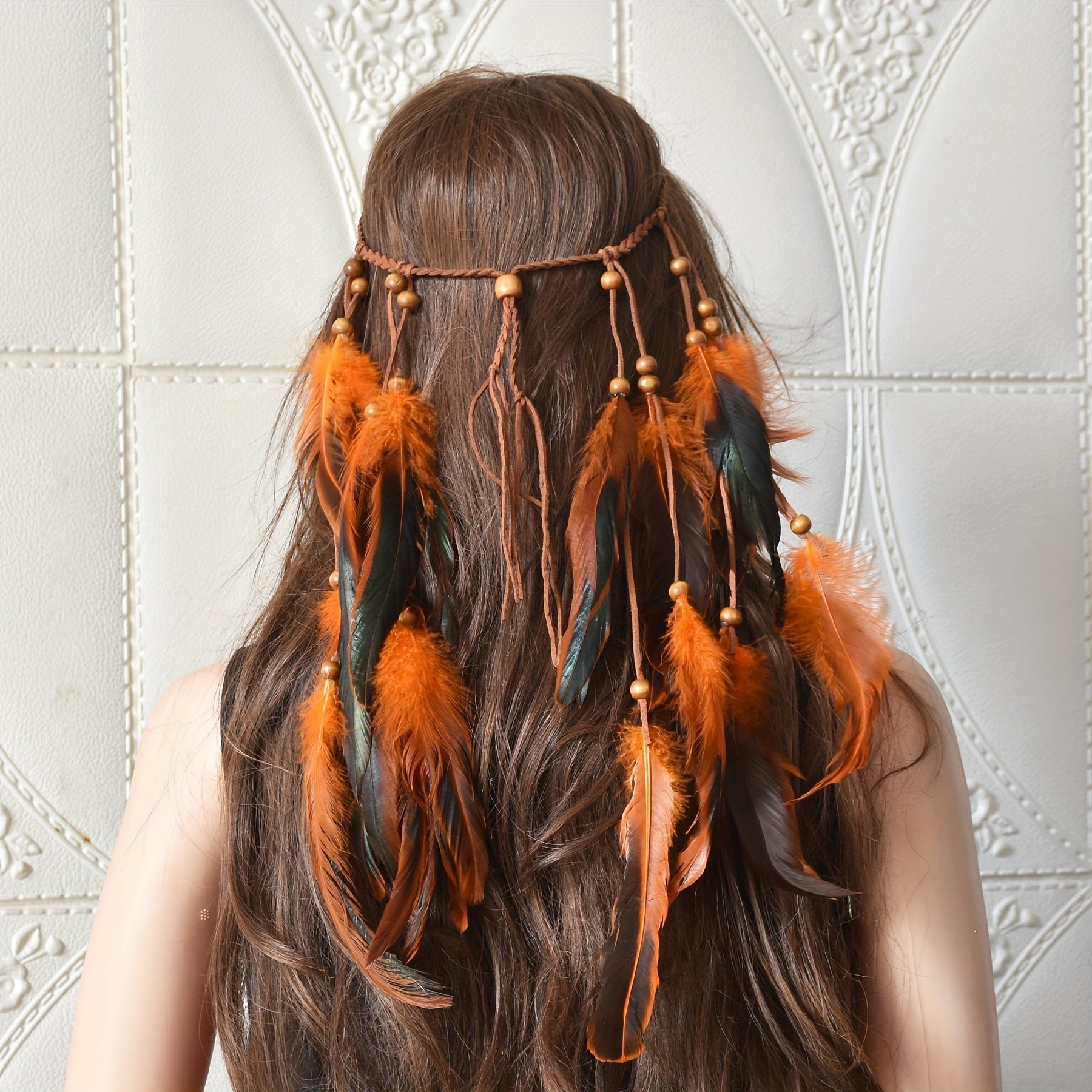 Boho Style Peacock Feather Head Band Indian Hand woven Hair Accessories