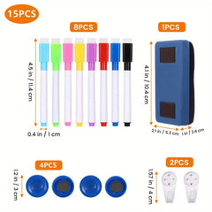 Double Sided Magnetic Whiteboard Wall Mounted Aluminum Frame 8 Pens 1 Eraser