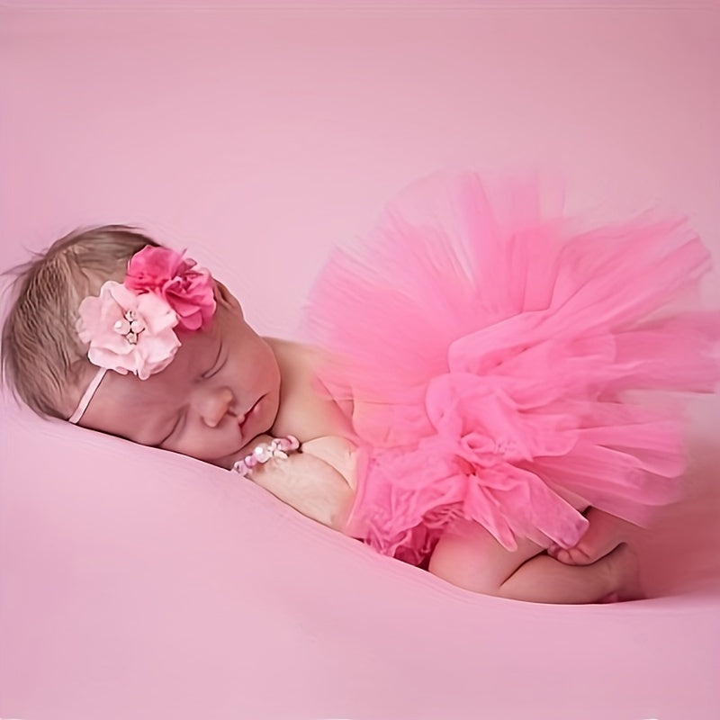2pcs Baby Girl Tutu Skirt Set Photo Props Newborn Clothes Accessories