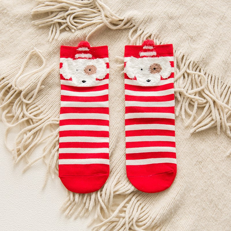 Christmas Ankle Socks: Cartoon Animal & Christmas Print Women's Stockings