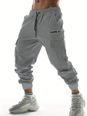 Gamer Letter Print Casual Comfy Drawstring Joggers Cargo Pants