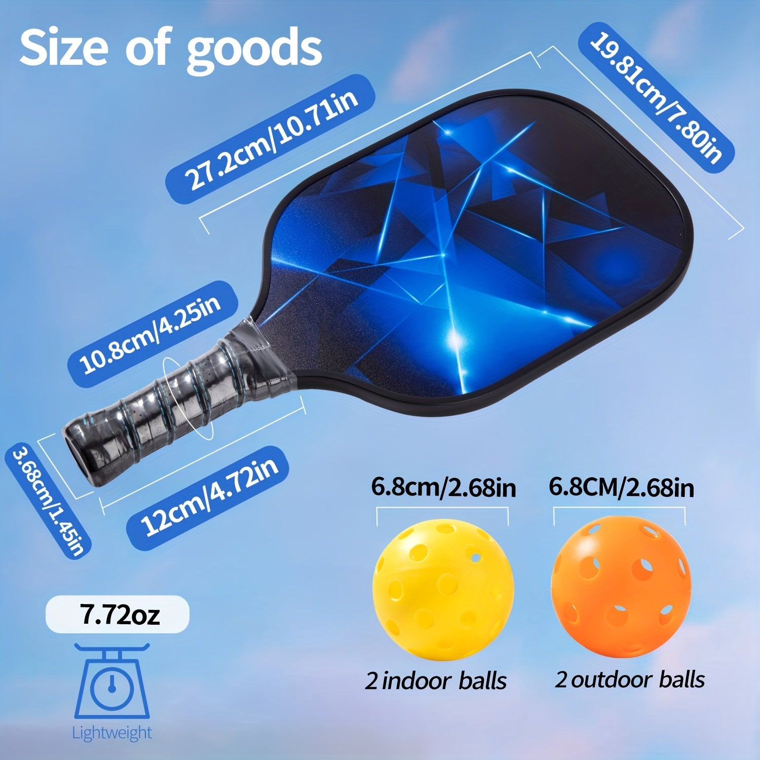 Lightweight Fiberglass Pickleball Rackets 2pcs 4pcs Balls