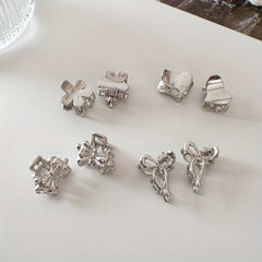 Metallic Hair Claw Clip Set Mini Hair Clip Women Girls