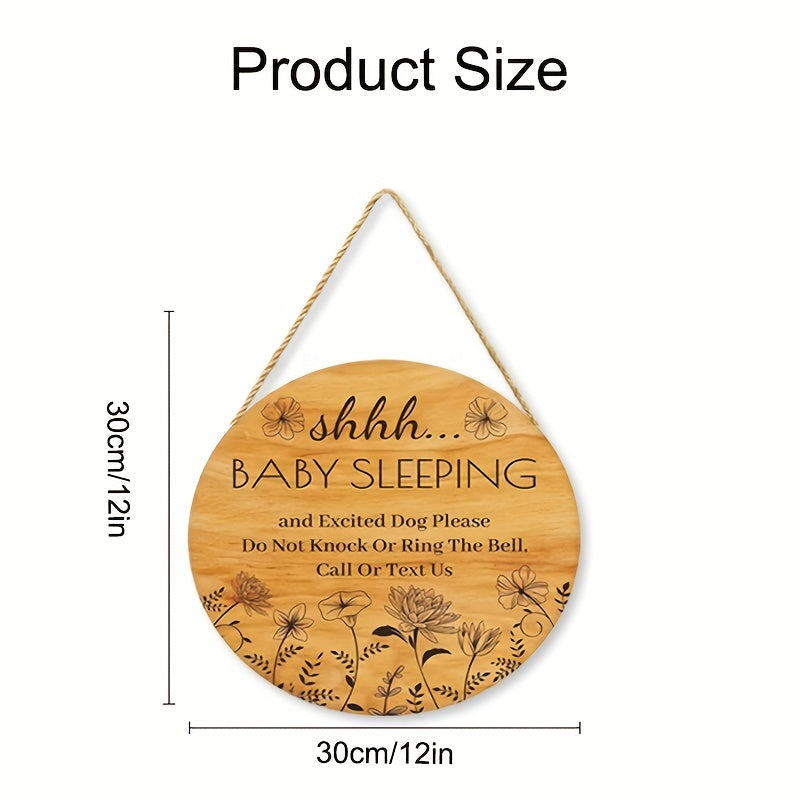 Funny Baby Sleeping Sign - Do Not Knock or Ring Bell - Wooden Door Hanger