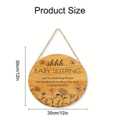 Funny Baby Sleeping Sign - Do Not Knock or Ring Bell - Wooden Door Hanger