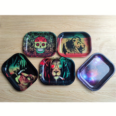 Creative Pattern Metal Rolling Tray Wake Up Tray Christmas Home Decor