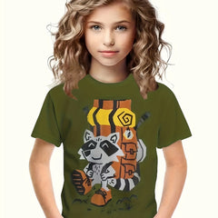 Raccoon 3D Print Short Sleeve T-shirt for Boys Girls