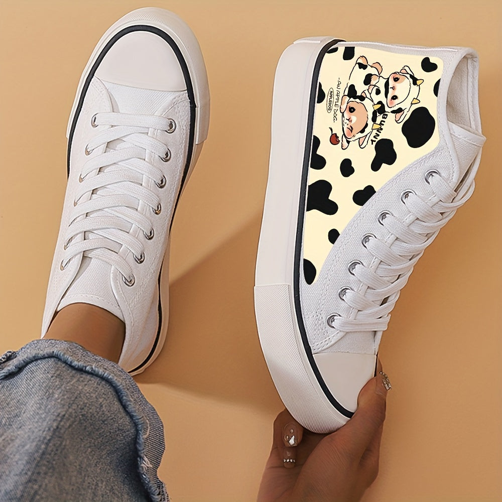 Bunny and Cow Printed High Top Sneakers for Women