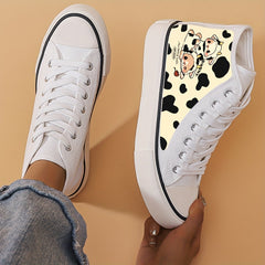 Girl's Bunny Pattern High Top Skate Shoes Non Slip Sneakers