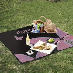 Pink Butterfly Picnic Blanket Waterproof Beach Blanket for Outdoor Camping
