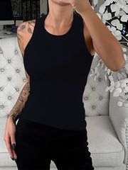  Solid Round Neck Tank Top
