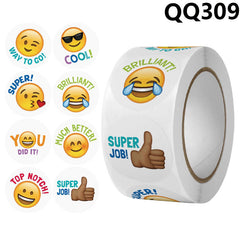500 Happy Smile Stickers Roll Teacher Reward Decorative Label Sealing Stickers