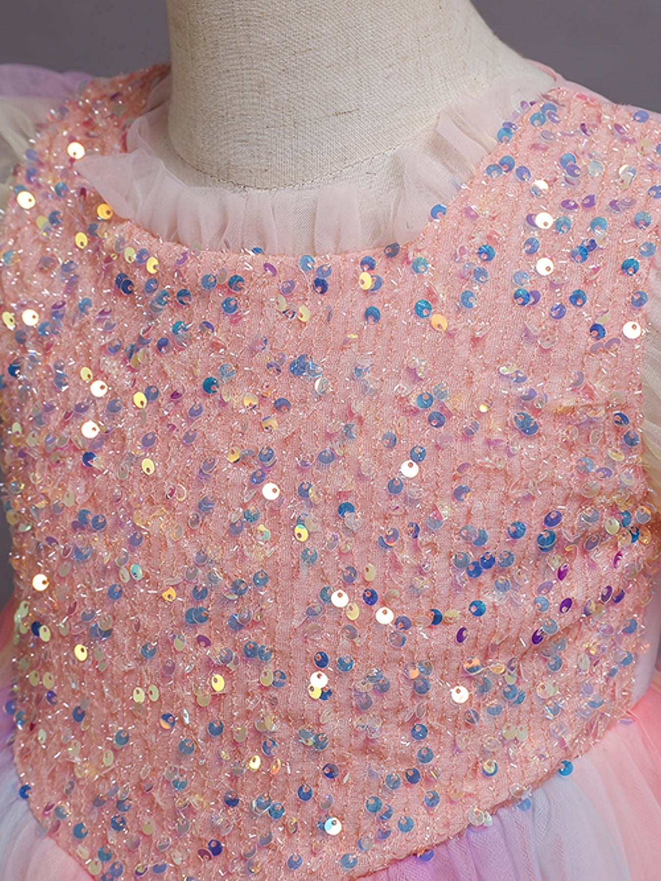 Girls Sequin Mesh Princess Skirt Ball Gown