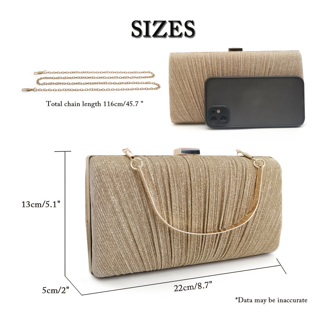 Glitter Evening Bag Clutch Sparkly Handbags Bridal Chain Crossbody Bag