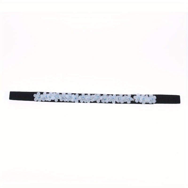 Thin Flower Decor Belt Elastic Waistband Classic Dress Girdle