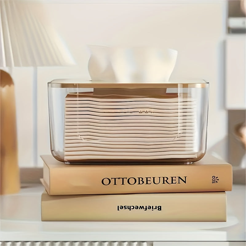 Plastic Tissue Box With Wooden Lid Modern Minimalist Style