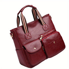 Vintage Faux Leather Tote Bag Crossbody Large Handbag for Work School