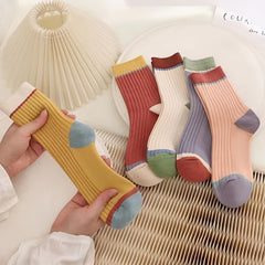 5 Pairs Colorblock Socks All match Women's Stockings