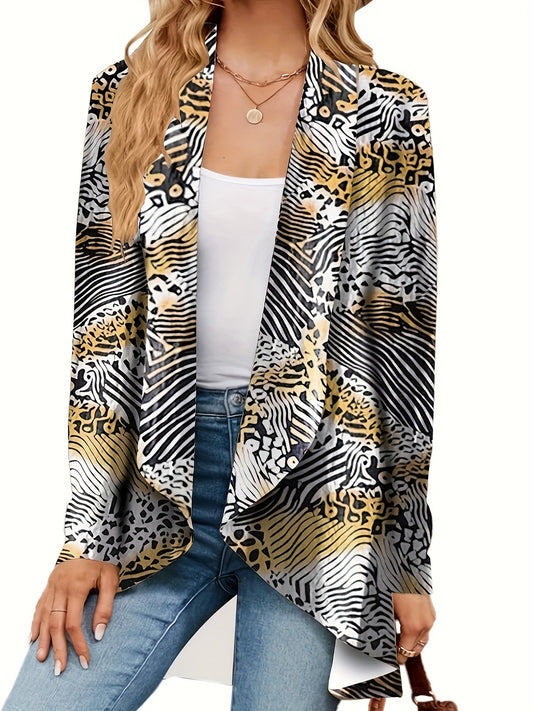  Leopard Print Open Front Cardigan