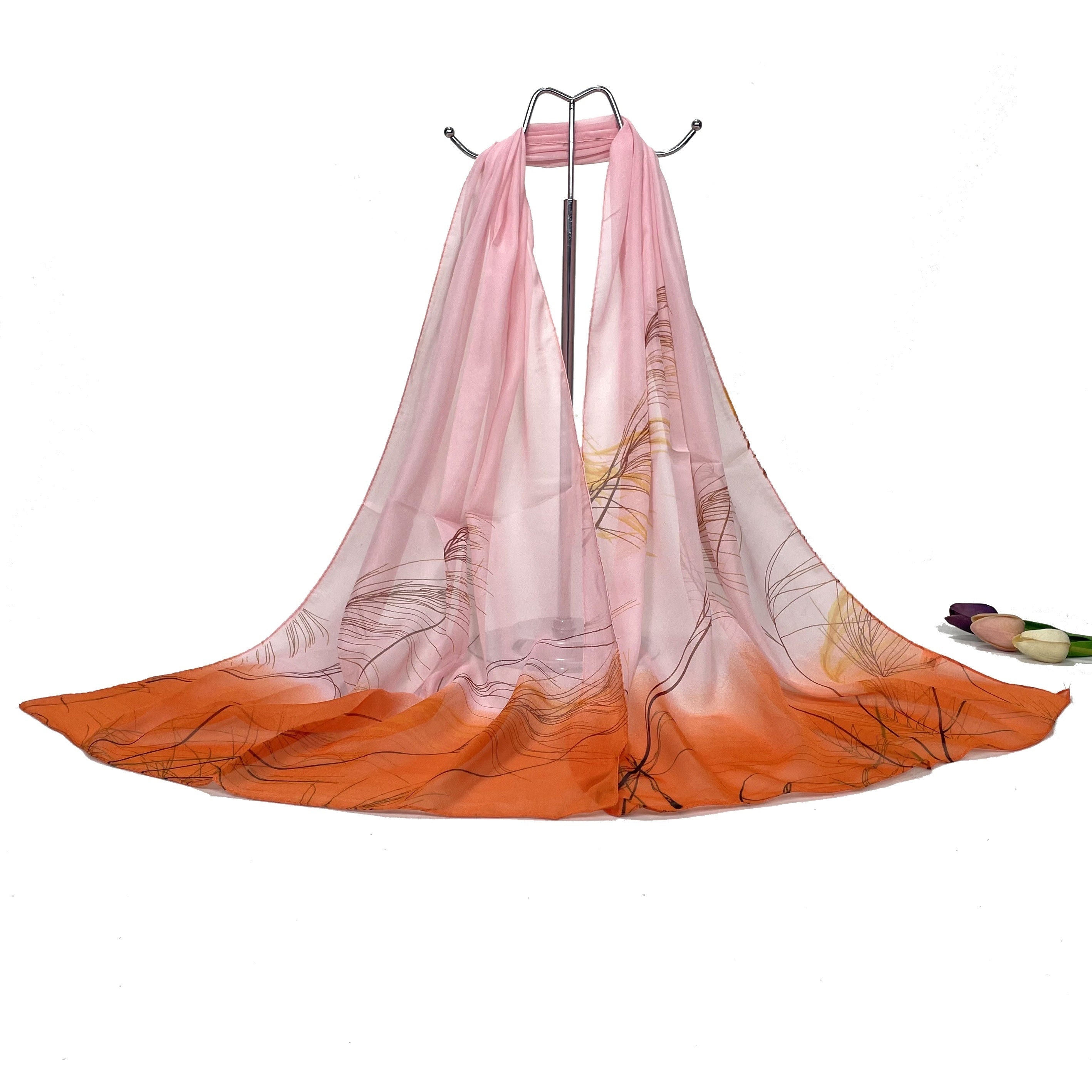 Reed Pattern Scarf Chiffon Shawl Scarf Wrap Casual Head Wrap