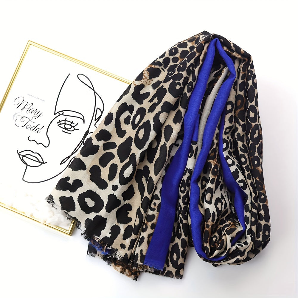 Leopard Print Matching Shawl Thin Breathable Tassel Scarf
