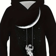 Funny Astronaut Moon Boys Casual Pullover Hoodies Kids Sweatshirt Spring Fall