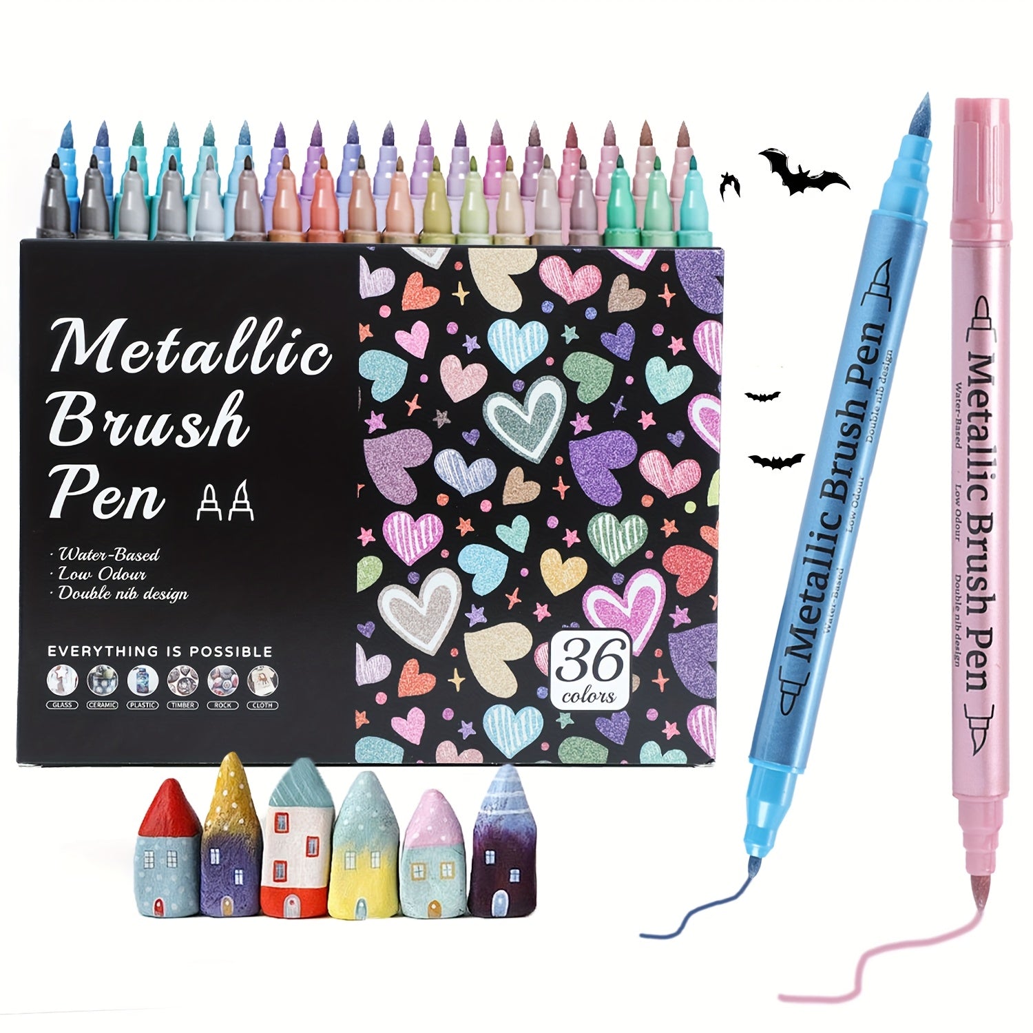 Metallic Marker Pens Dual Tip Acrylic Paint Markers for Art & Crafts