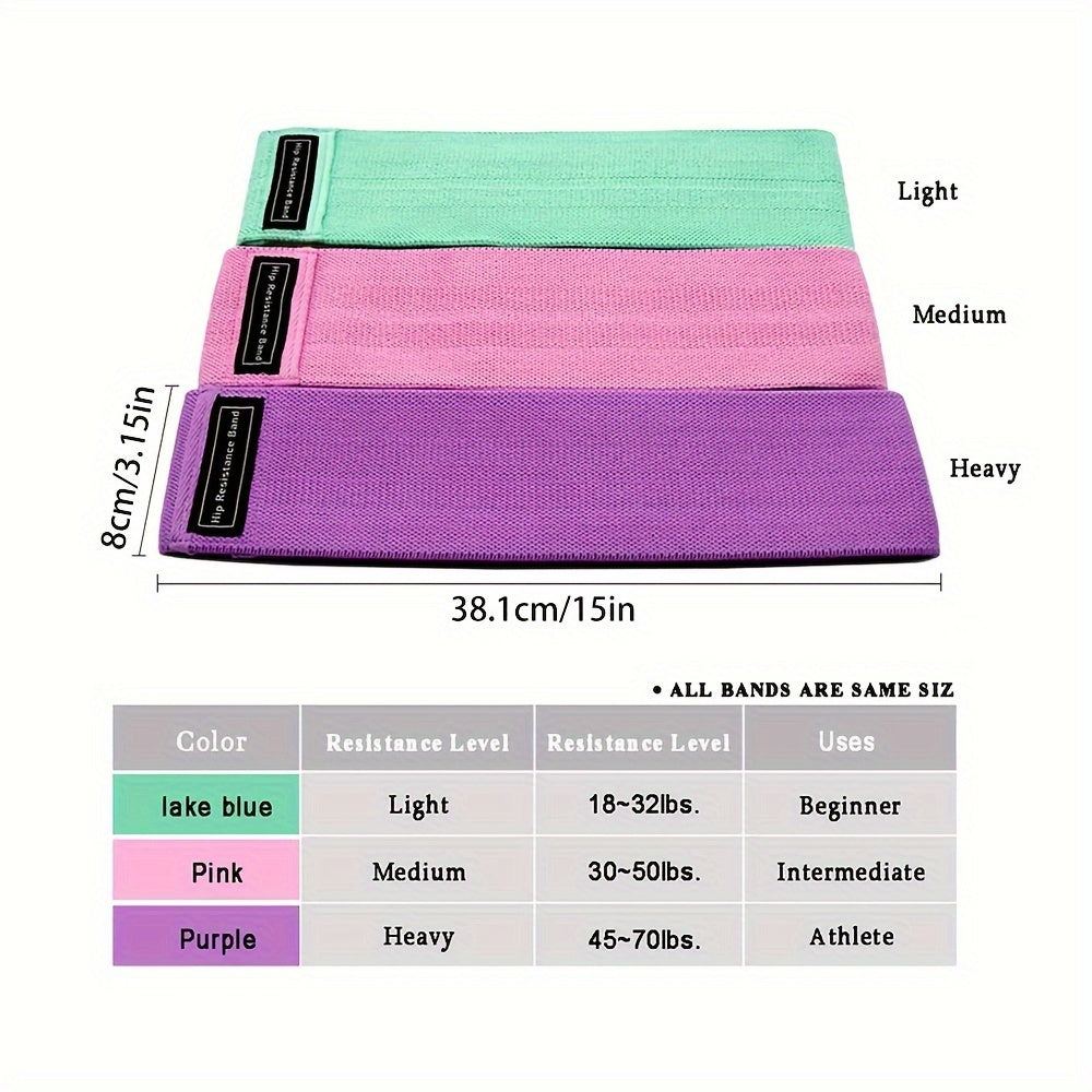 3pc Yoga Resistance Bands for Hip Lifting & Strength Train