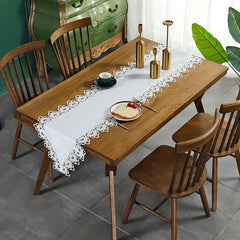 Polyester Lace Embroidery Table Runner Solid Table Cover