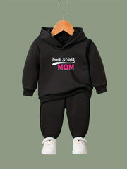 2pcs Mom Print Outfits Girls Hoodies Jogger Pants Set For Girls