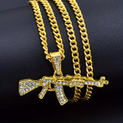 Alloy Punk Hip Hop Necklace Submachine Gun Pendant Necklace