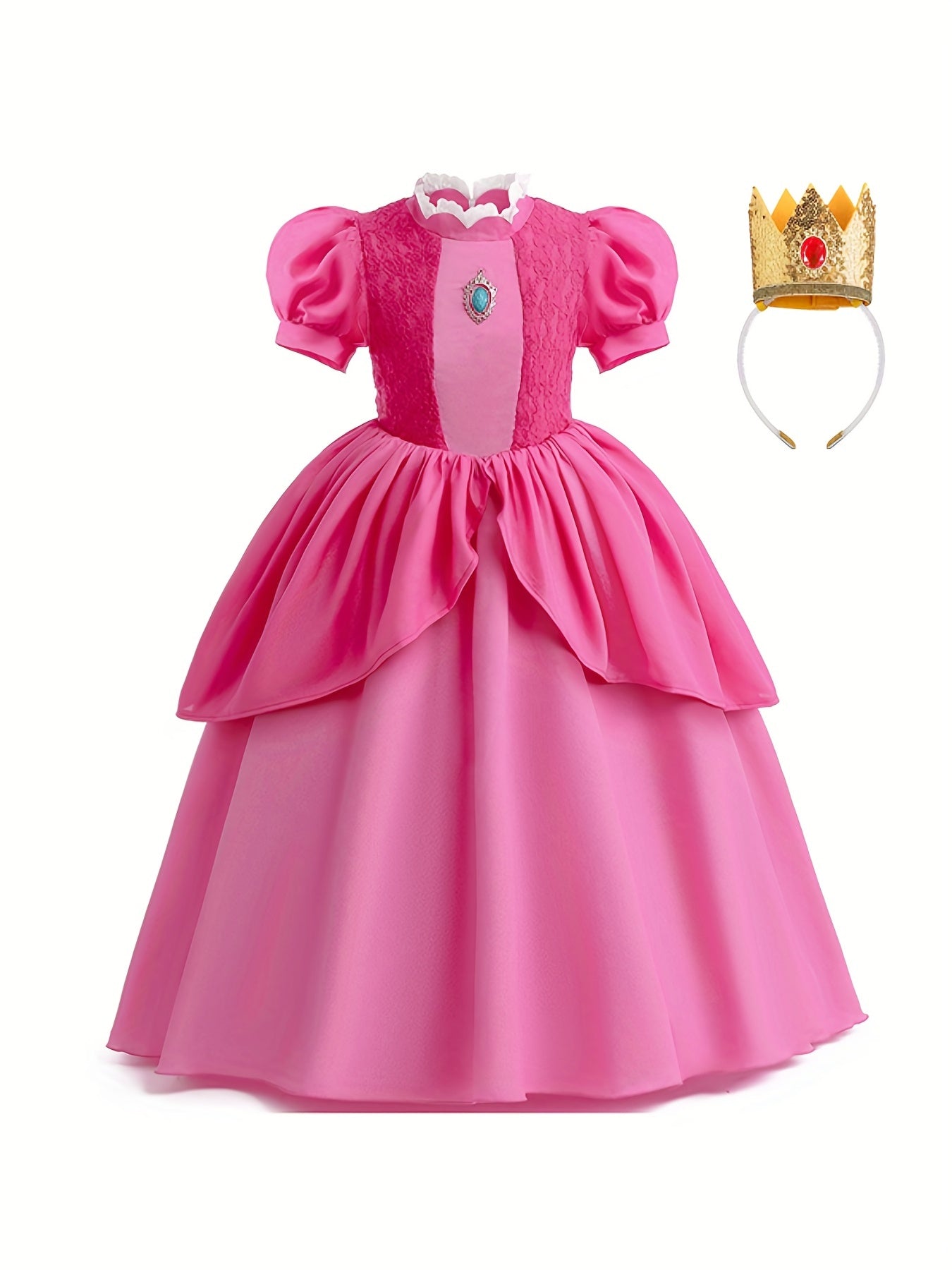 Princess Dress With Jewel Puff Sleeves
