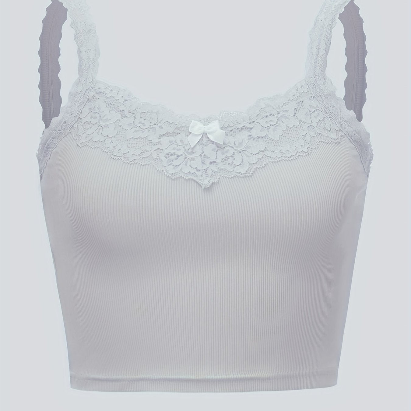 Lace Trim Cami Top with Bow Tie