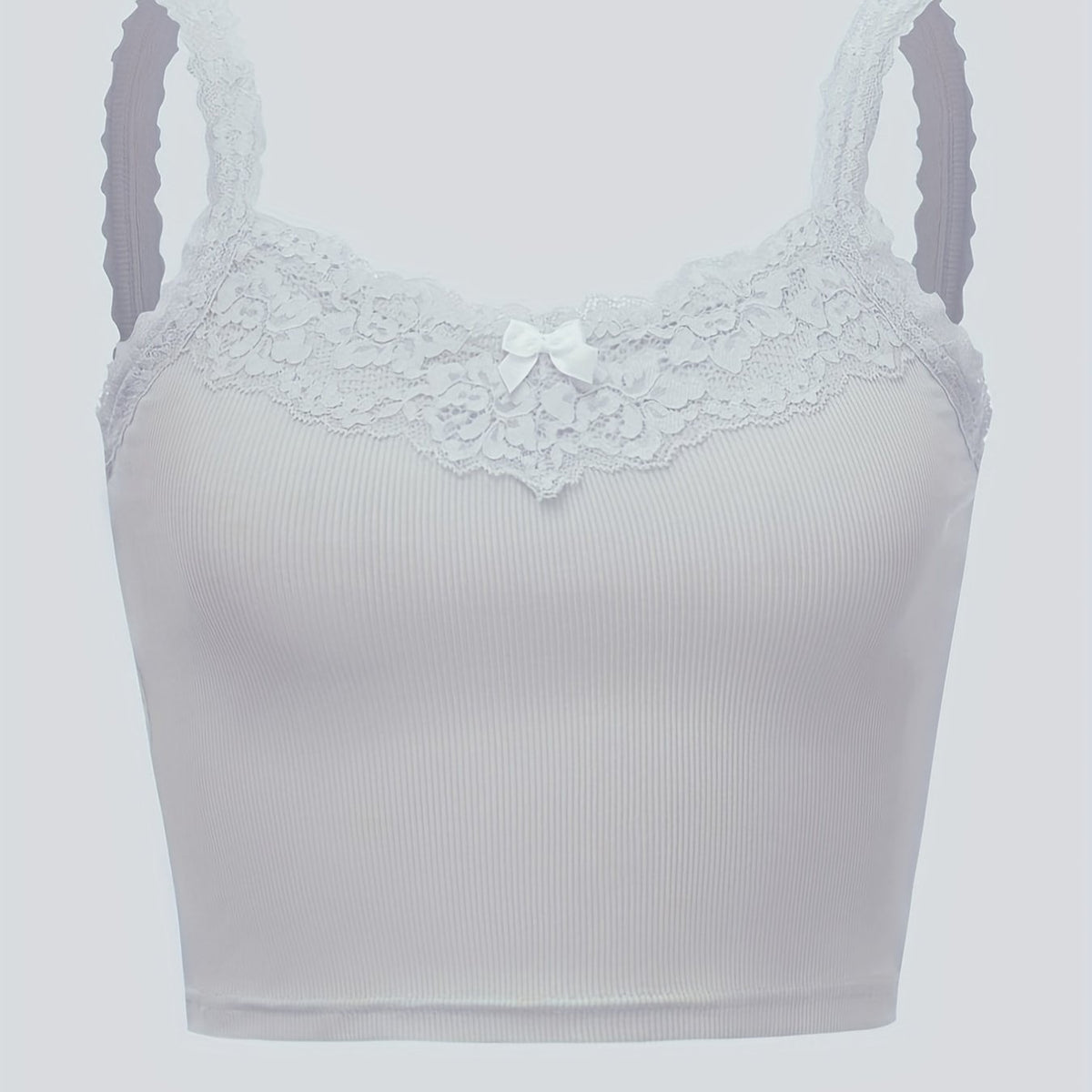 Lace Trim Cami Top with Bow Tie
