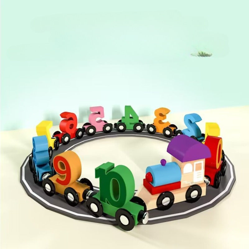 Wooden Magnetic Train Number Puzzle Toy 1-10 Interactive Learning Game