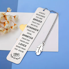Stainless Steel Engraved Slogan Bookmark - You Are Braver Stronger Smarter Loved