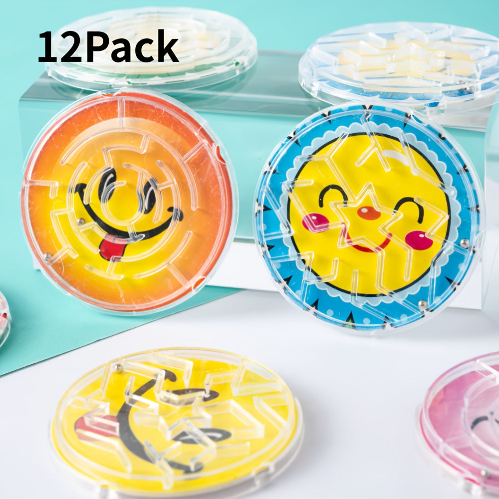 12pcs Smiley Face Bead Maze Roller Coaster Toys for Kids