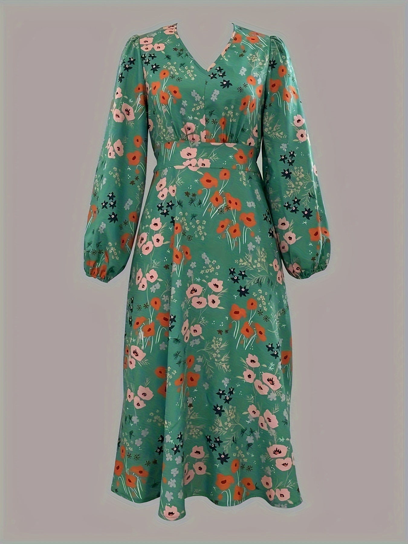  Floral Lantern Sleeve Maxi Dress