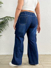  High Rise Wide Leg Jeans With Flap Pockets