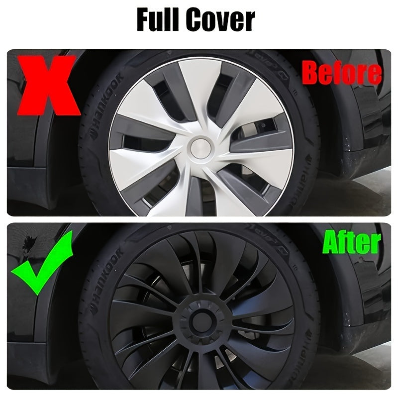 Matte Hubcap Wheel Covers 4Pcs 48 26 Cm Replacement For Model Y
