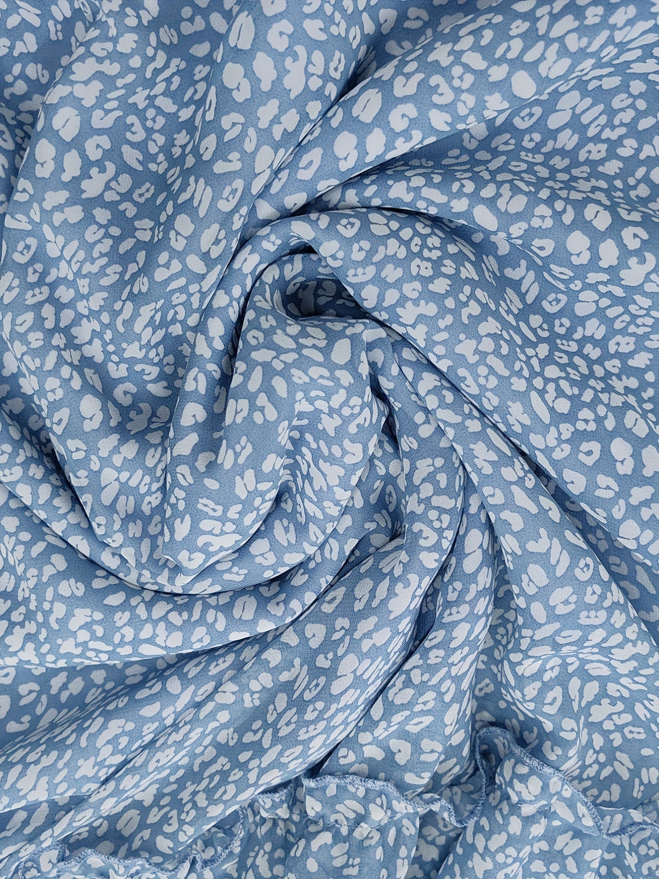  Dalmatian Print Bell Sleeve Maxi Dress