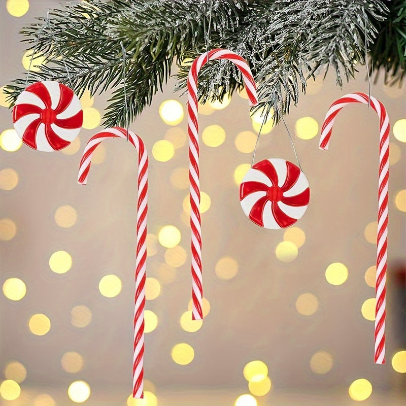 20pcs Christmas Red & Candy Windmill Cane Set Tree Pendant
