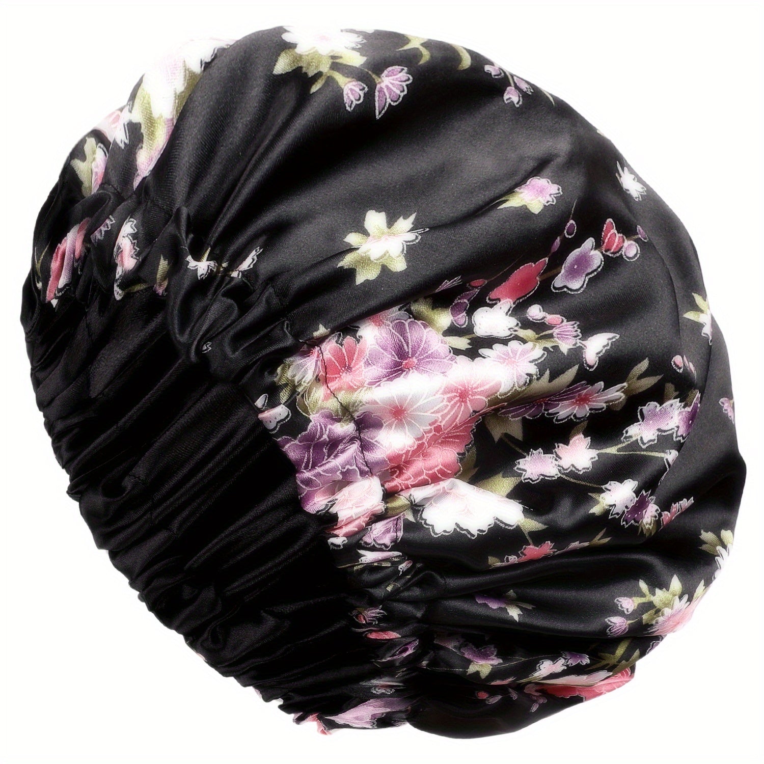 Flower Printed Satin Hair Bonnet Cap for Women