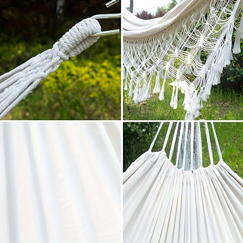 Tassel Hammock Outdoor Camping Folding Woven Canvas Swing
