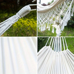 Tassel Hammock Outdoor Camping Folding Woven Canvas Swing