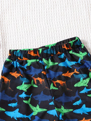 Boys Cartoon Shark Trunks for Beach Vacation