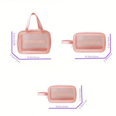 3pc Clear Cosmetic Travel Bag Set Waterproof Toiletry Storage